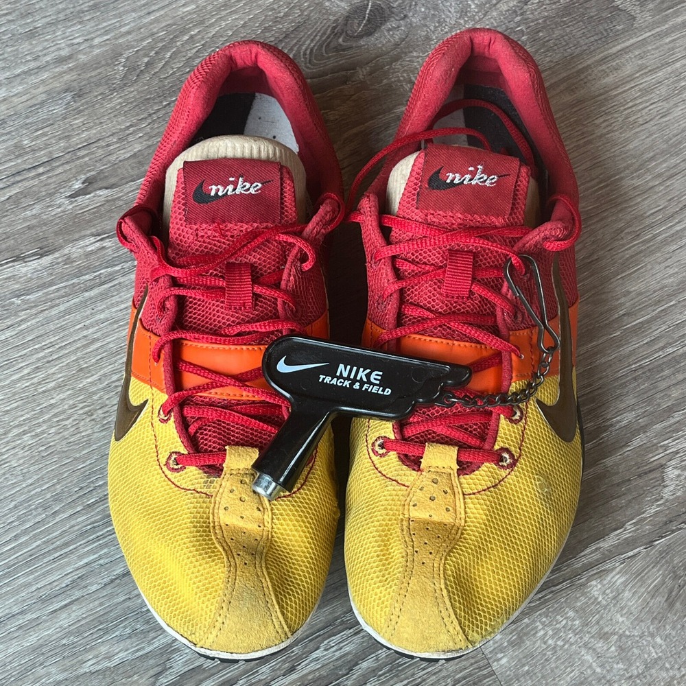 Nike Bowerman KRM Track & Field Spikes NikeID Red‎ Yellow Mens 9 UK 8 EU 42.5